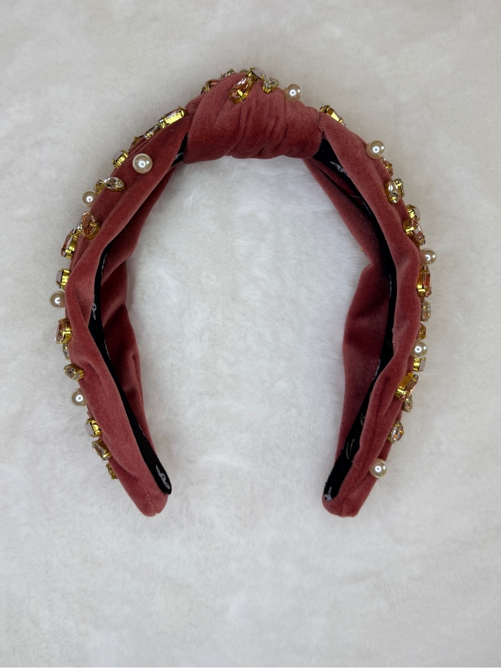 La Bella Velvet Knotted Headband in Dusty Rose